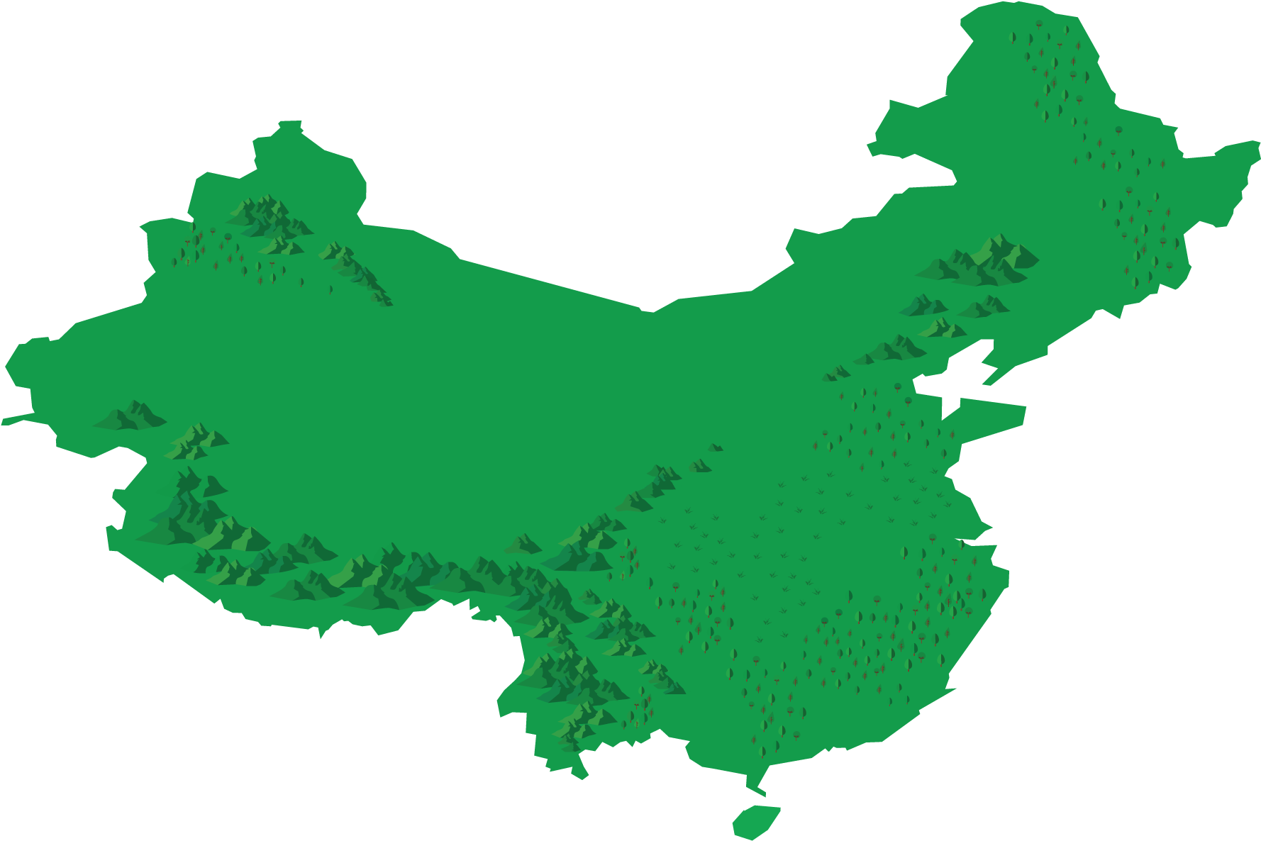 Green Vector Mapof China PNG Image