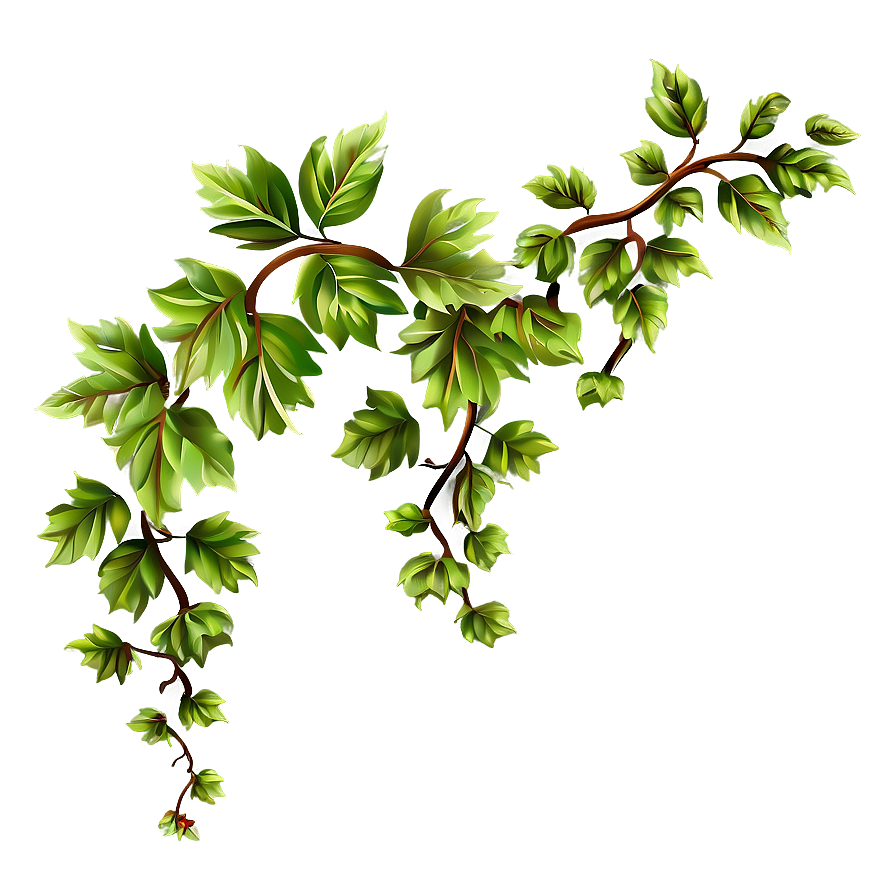 Green Vine Leaves Branch.png PNG Image