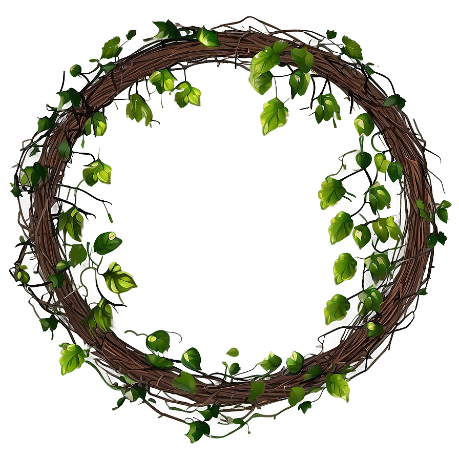 Green Vine Wreath Graphic PNG Image