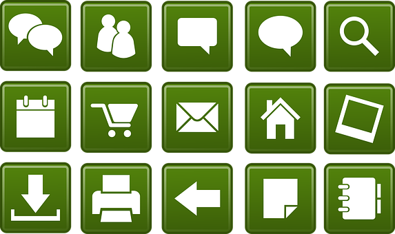 Green Web Icons Set PNG Image