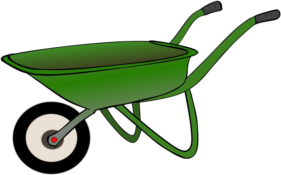 Green Wheelbarrow Illustration PNG Image