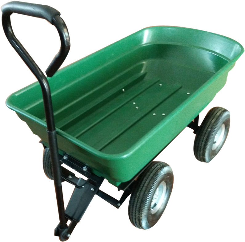 Green Wheelbarrow Isolated Background PNG Image