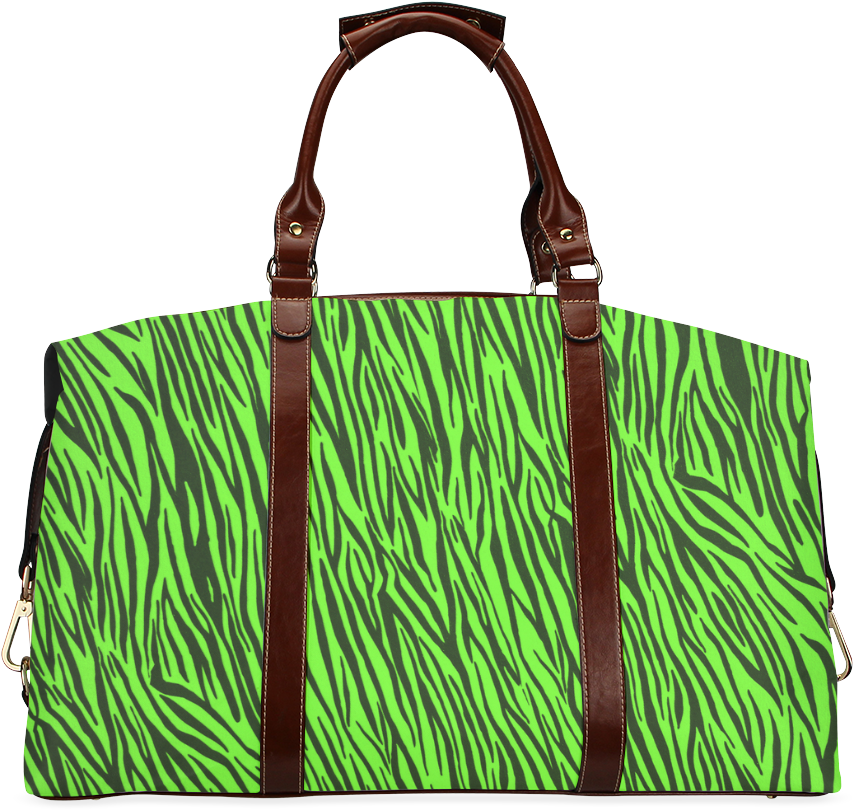 Green Zebra Print Duffel Bag PNG Image