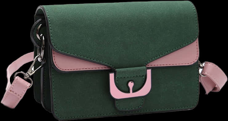 Greenand Pink Ladies Crossbody Bag PNG Image