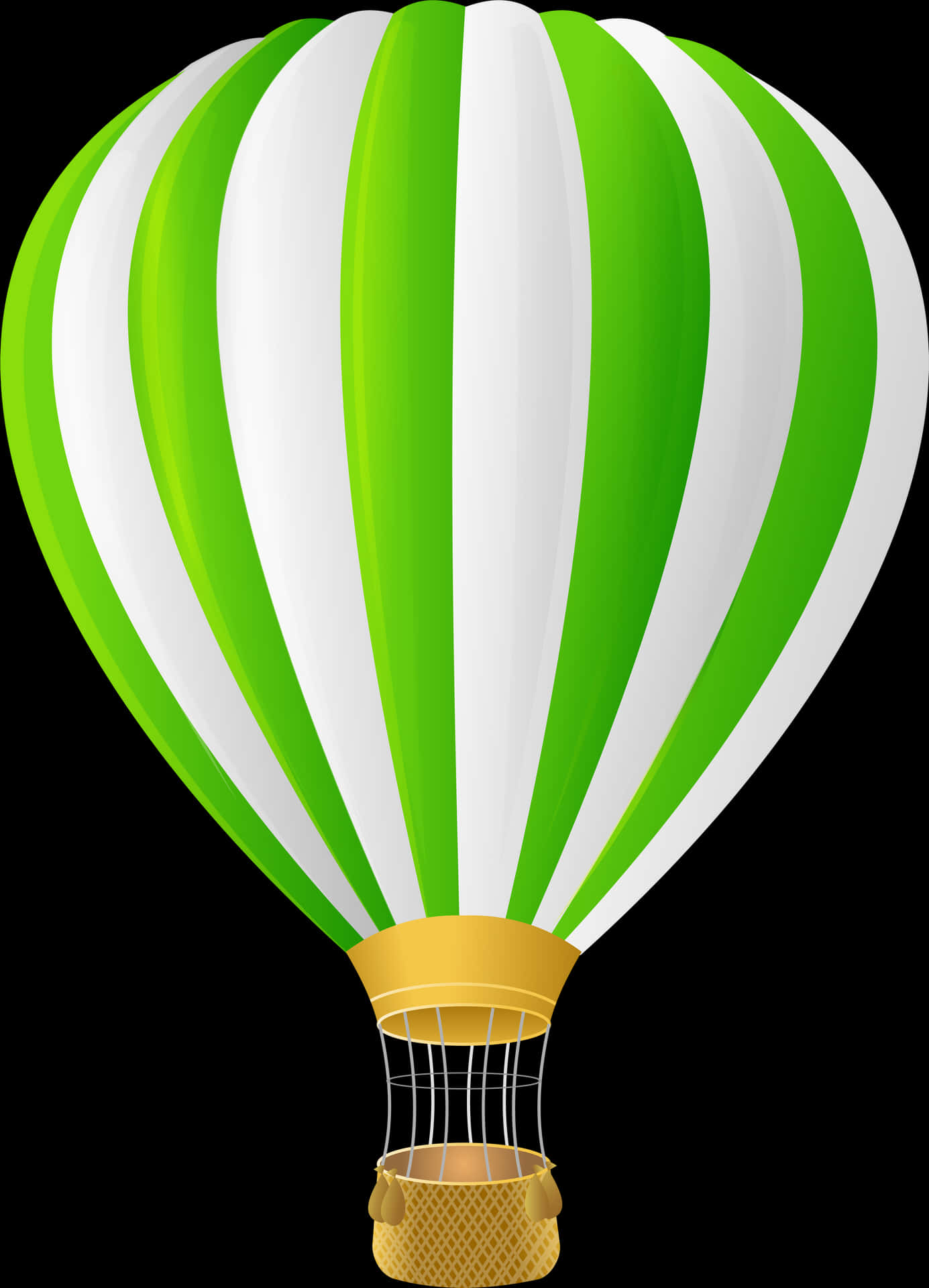 Greenand White Hot Air Balloon PNG Image