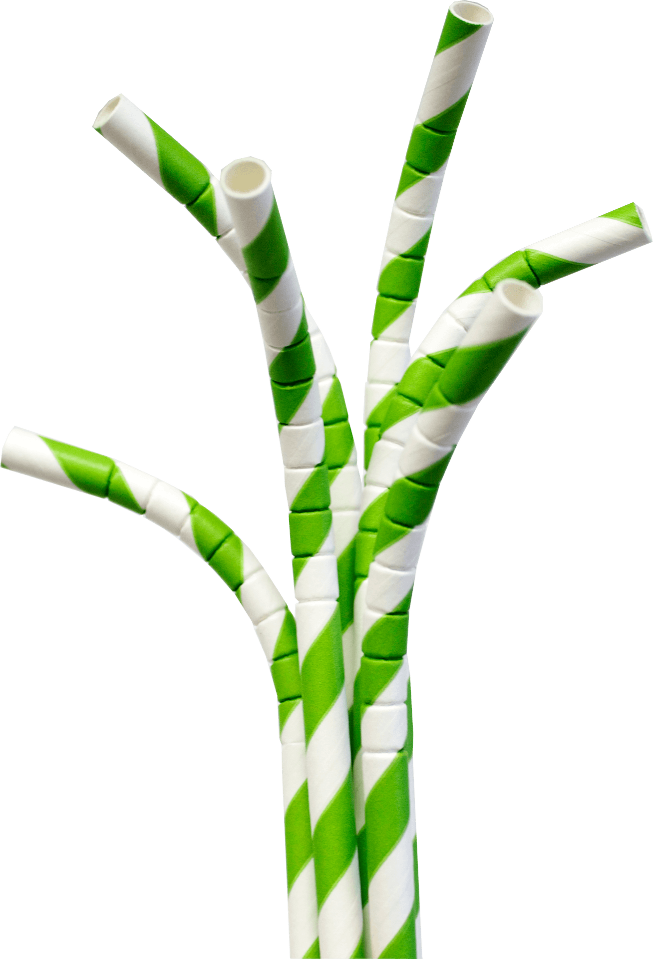 Greenand White Paper Straws PNG Image