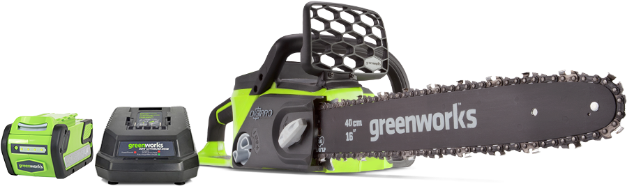 Greenworks Cordless Chainsawwith Batteryand Charger PNG Image