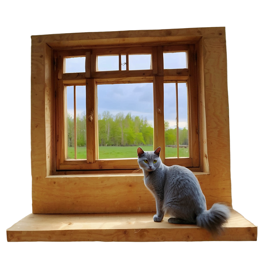 Grey Cat Near Window Png 06252024 PNG Image