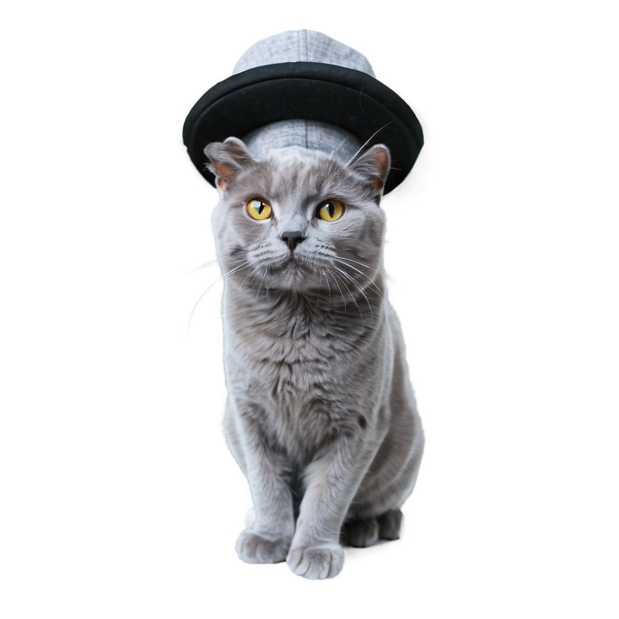 Grey Cat With Hat Png Ans PNG Image