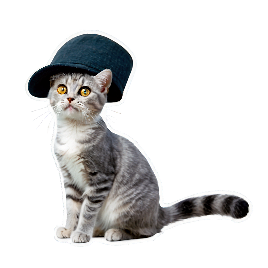 Grey Cat With Hat Png Dcb95 PNG Image