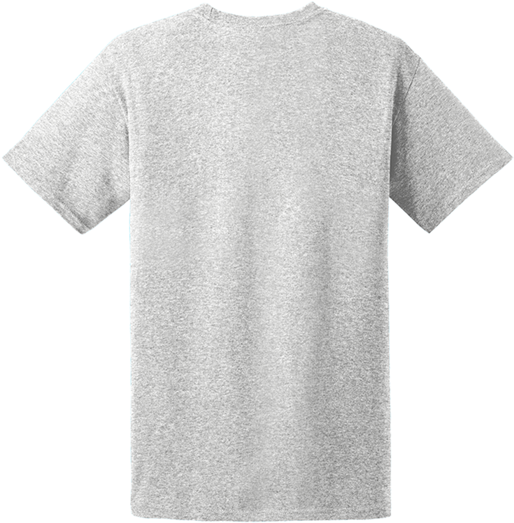 Grey Cotton T Shirt Back View PNG Image