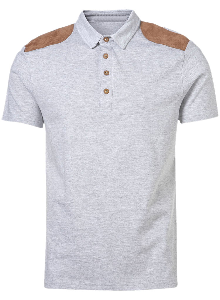 Grey Polo Shirtwith Brown Accents PNG Image