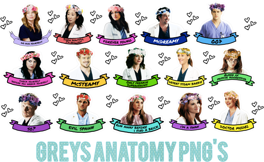 Greys Anatomy Character Stickers Set PNG Image