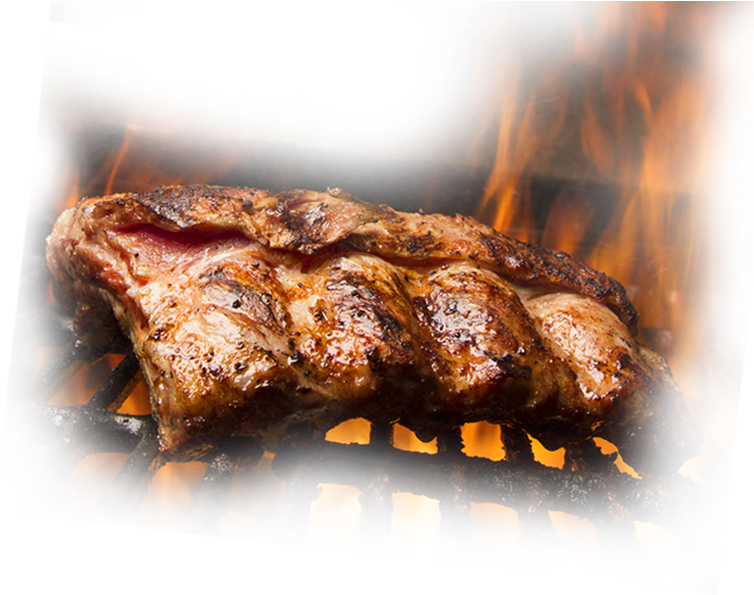 Grilled Ribs Over Open Flame PNG Image