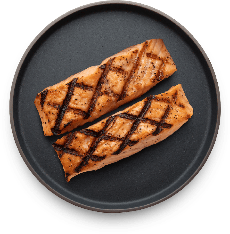 Grilled Salmon Steaks Plate PNG Image