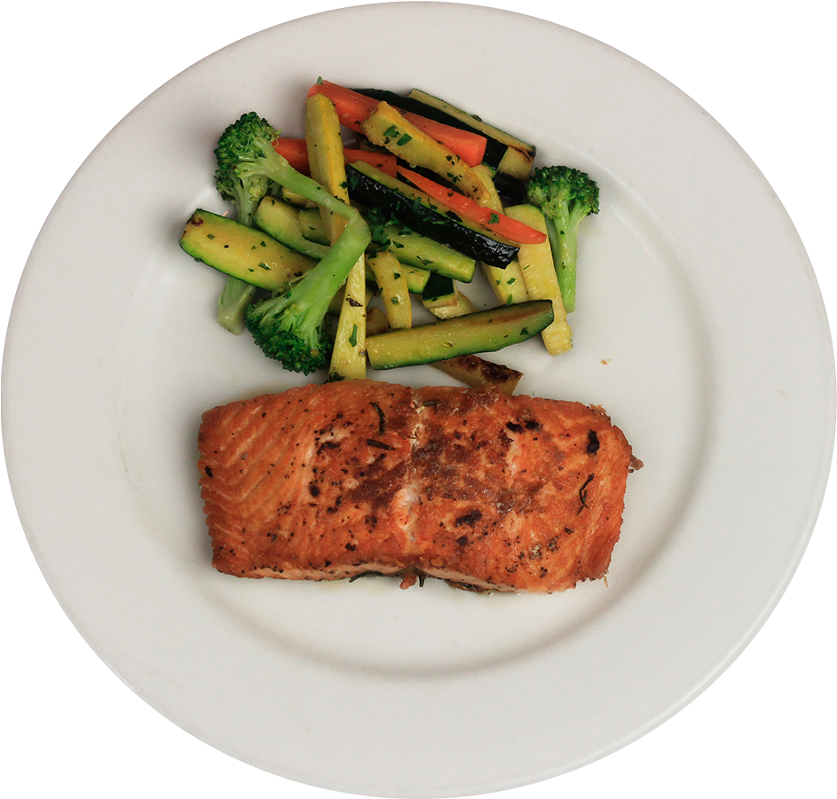 Grilled Salmonwith Vegetables Plate PNG Image