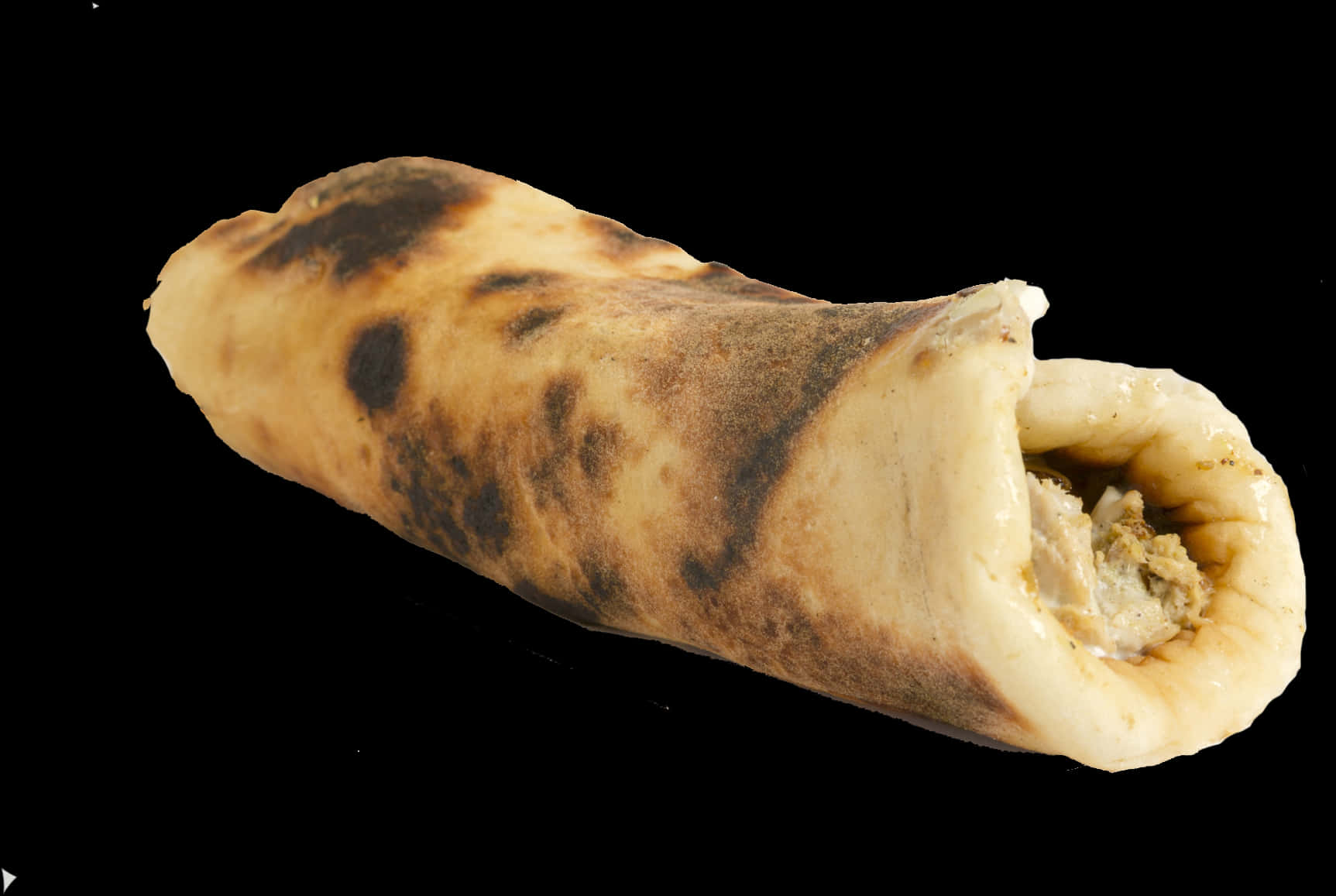 Grilled Shawarma Wrap Black Background PNG Image