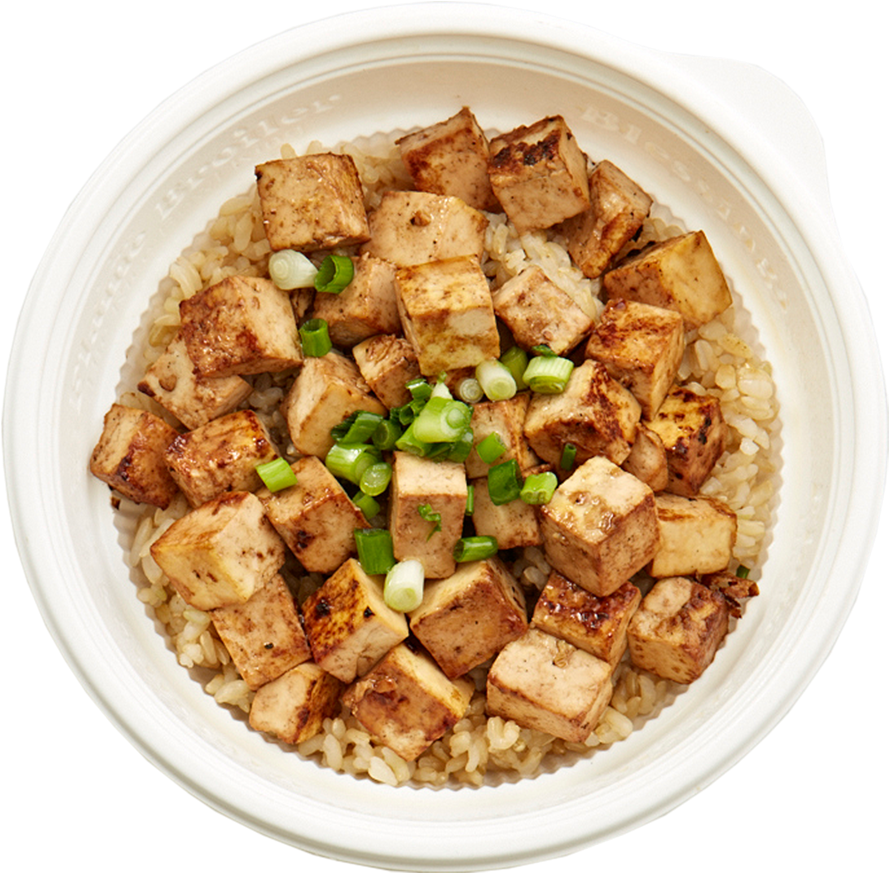 Grilled Tofu Brown Rice Bowl PNG Image