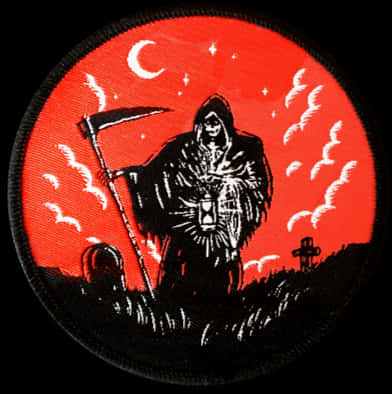 Grim Reaper Red Moon Patch PNG Image