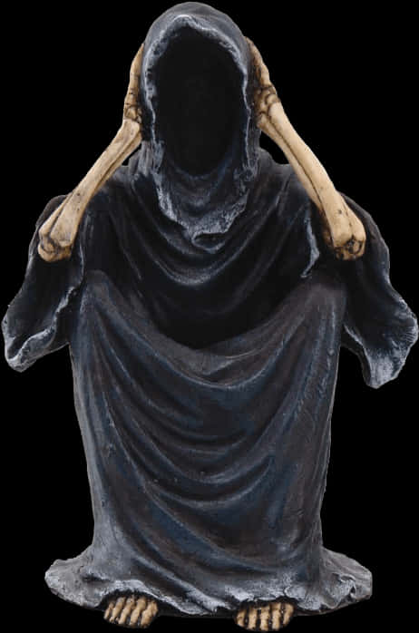 Grim Reaper Statue Black Background PNG Image