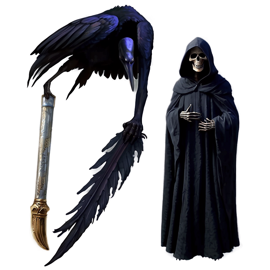 Grim Reaper With Raven Png 05062024 PNG Image