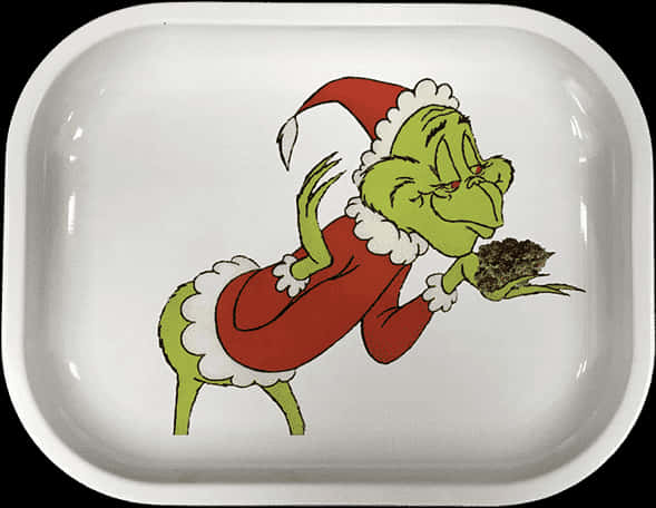 Grinch Christmas Plate Design PNG Image