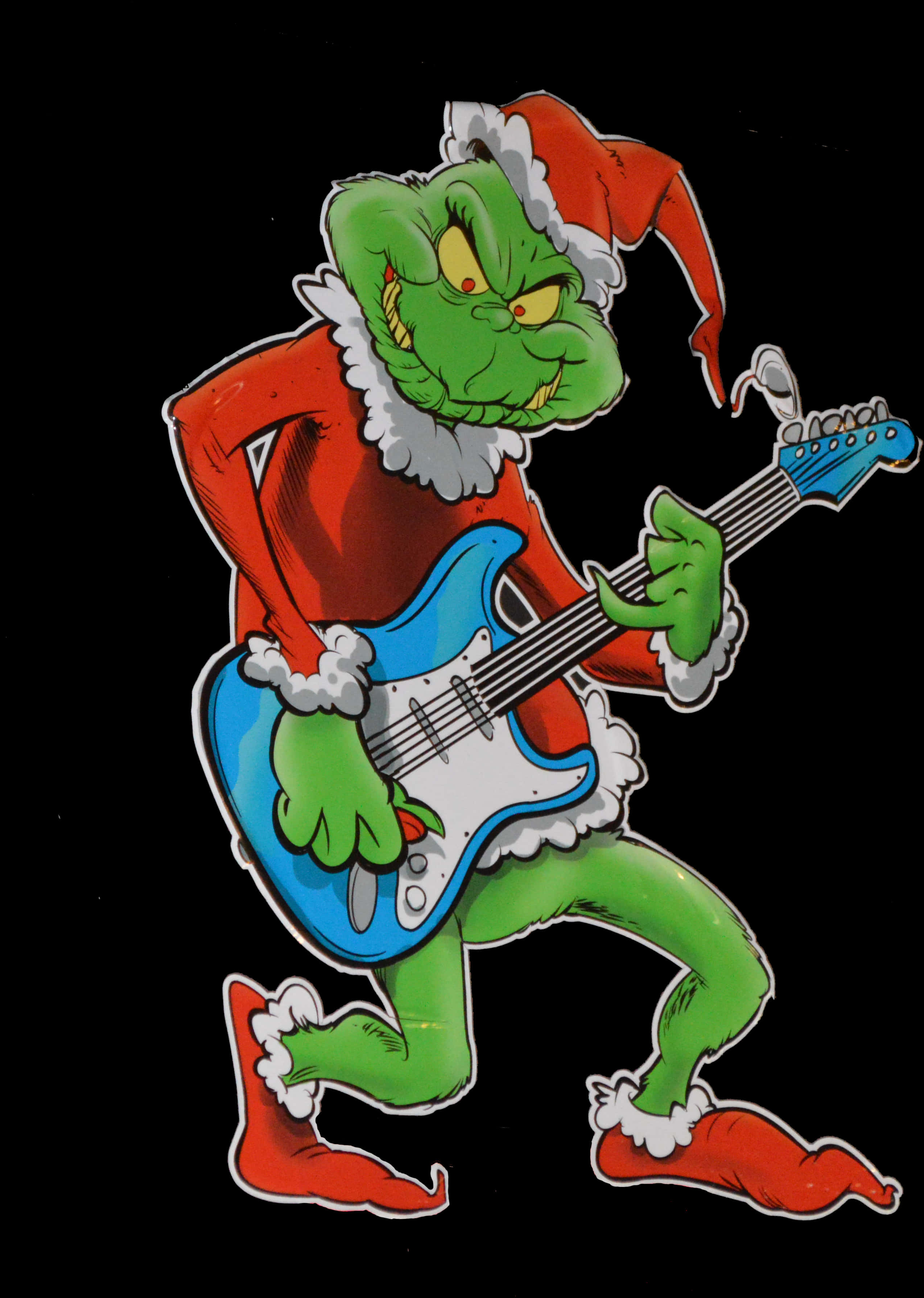 Grinch Playing Guitar Christmas PNG Image