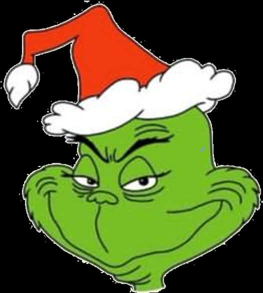 Grinch Smiling Christmas Hat PNG Image