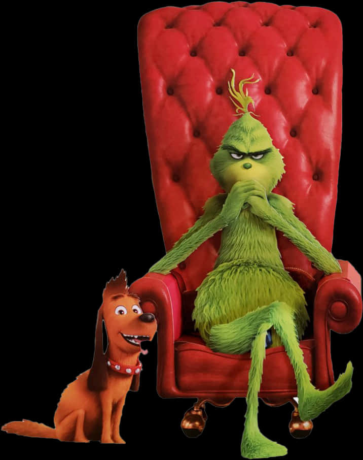 Grinchand Dog Red Chair PNG Image