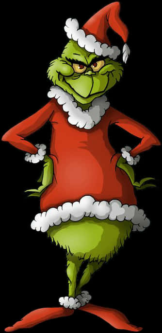 Grinchin Santa Costume PNG Image