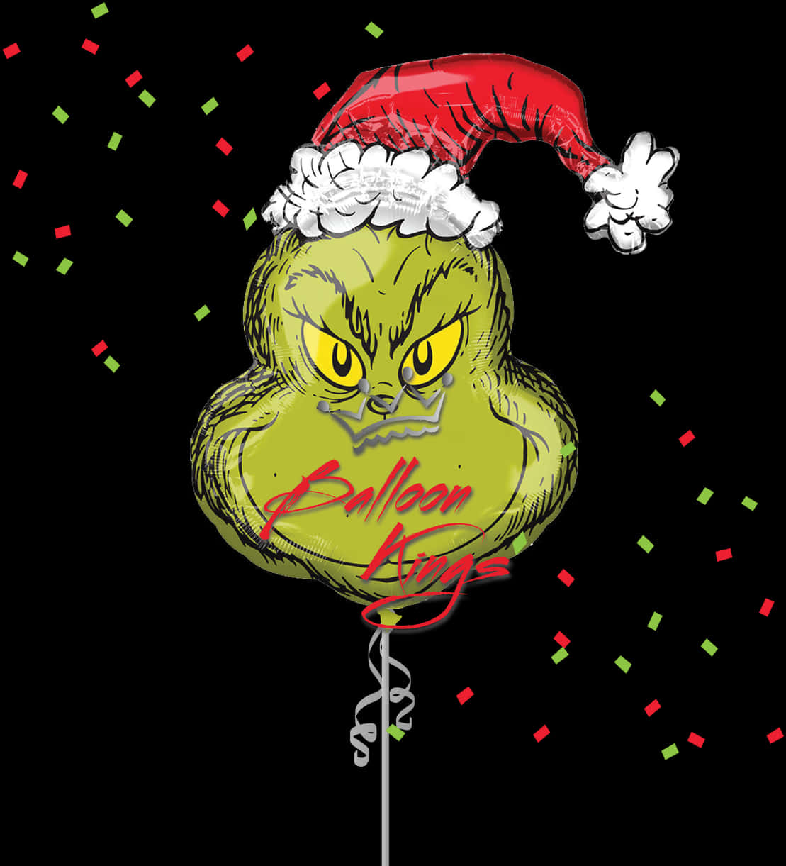 Grinchin Santa Hat Balloon Kings PNG Image