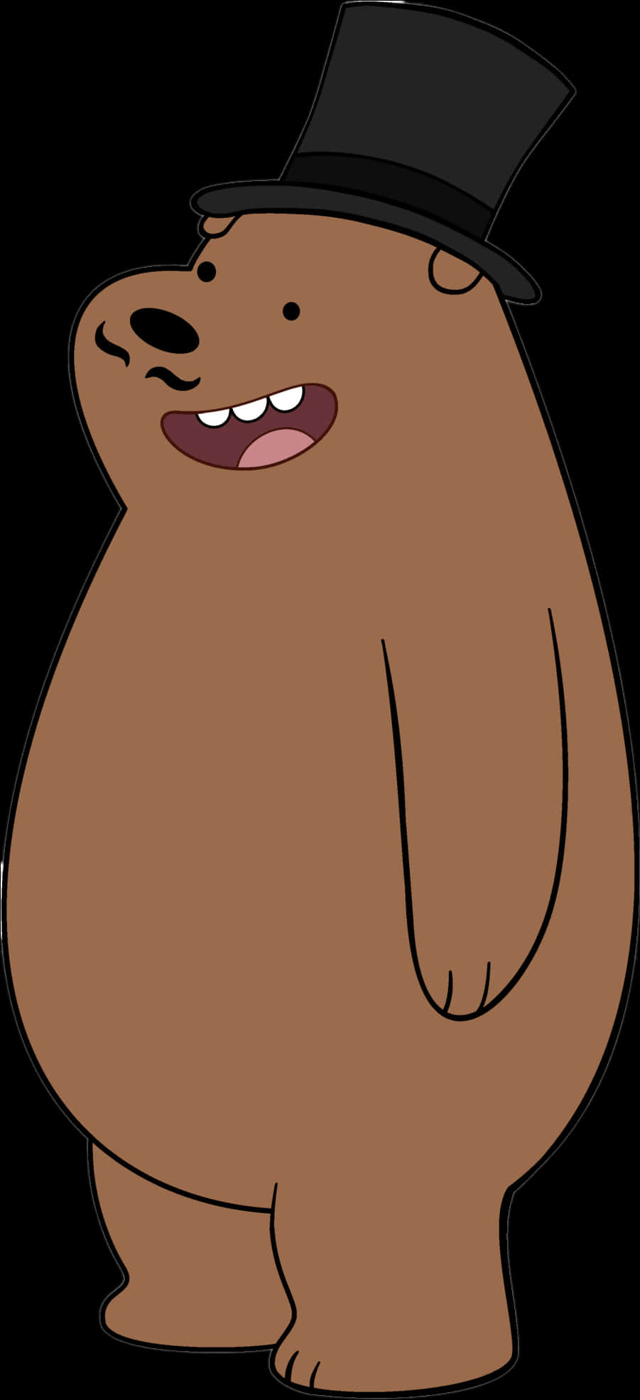 Grizzly Bear Top Hat Cartoon PNG Image