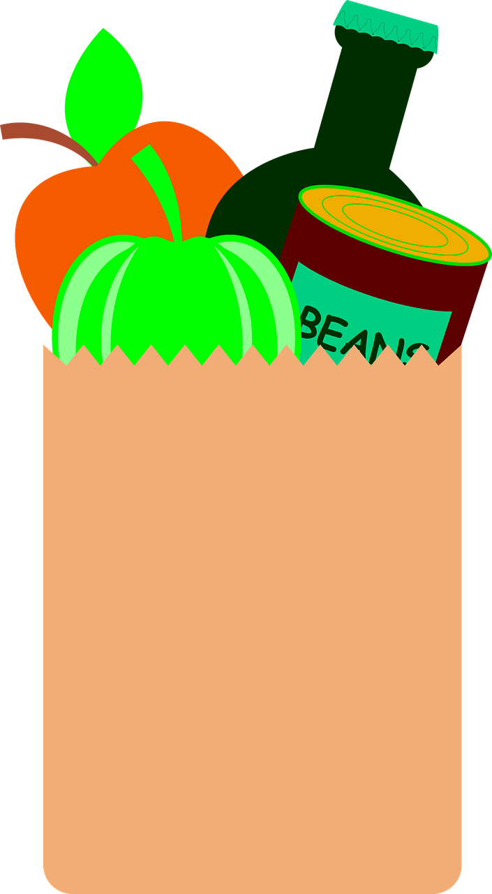 Grocery Bag With Fresh And Packaged Food Items PNG Image