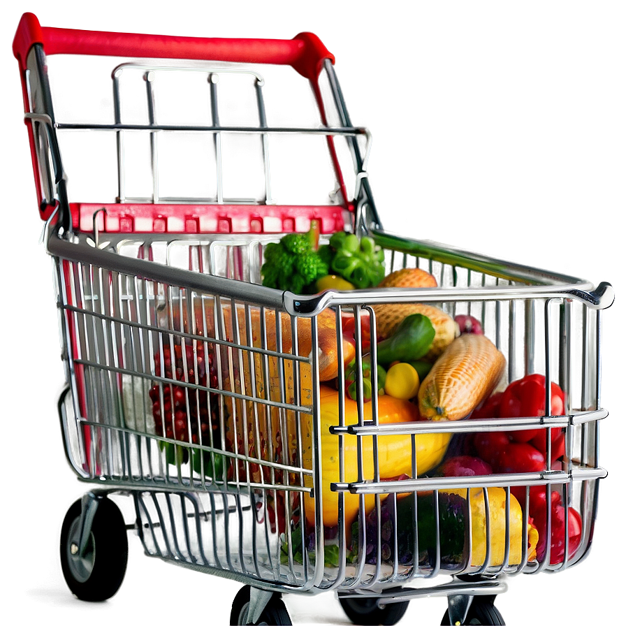 Grocery Cart In Supermarket Aisle Png Kqf PNG Image