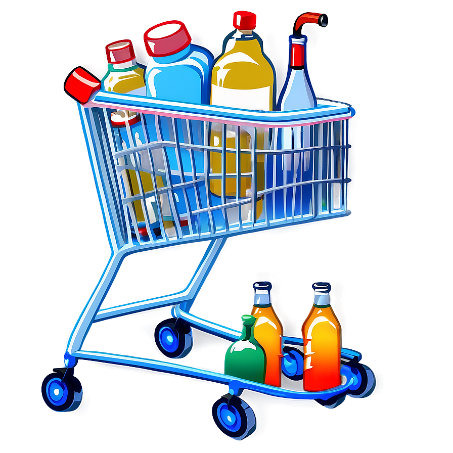 Grocery Cart With Drinks Png Ghi PNG Image