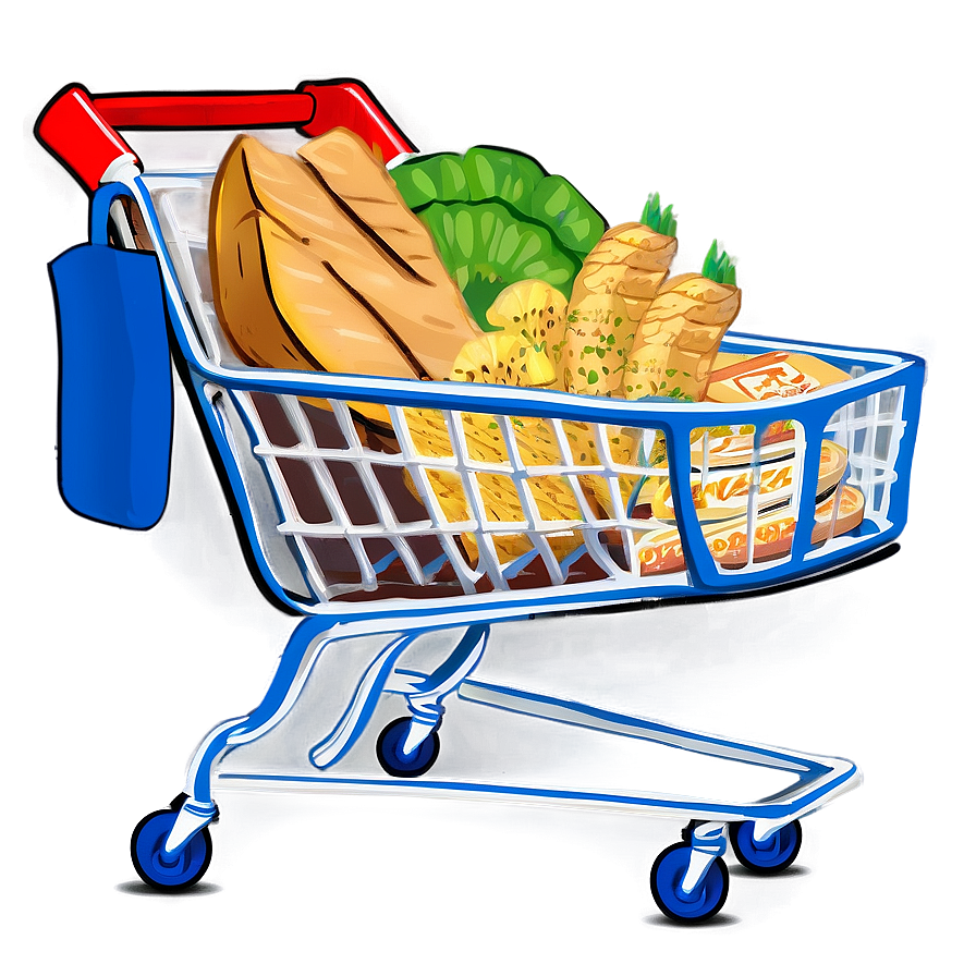 Grocery Cart With Food Png Aml88 PNG Image