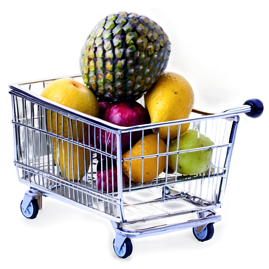 Grocery Cart With Fruits Png Wtl PNG Image