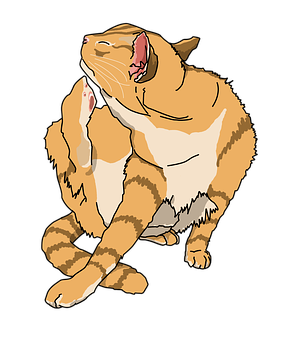 Grooming Tabby Cat Illustration PNG Image