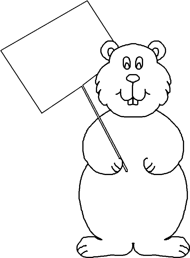 Groundhog Holding Blank Sign Illustration PNG Image