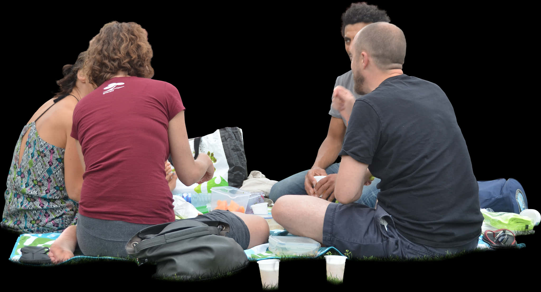 Group_ Picnic_ Gathering_ Isolated_ Background PNG Image