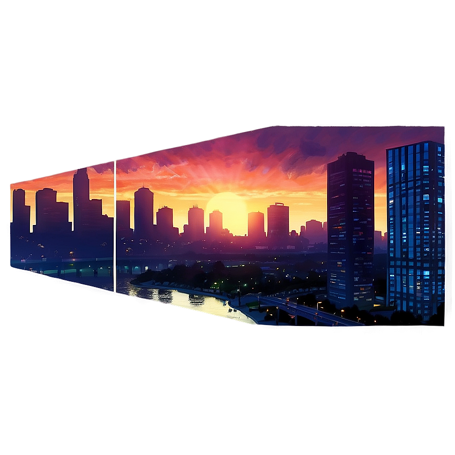 Gta Online Sunset Cityscape Png Mll PNG Image