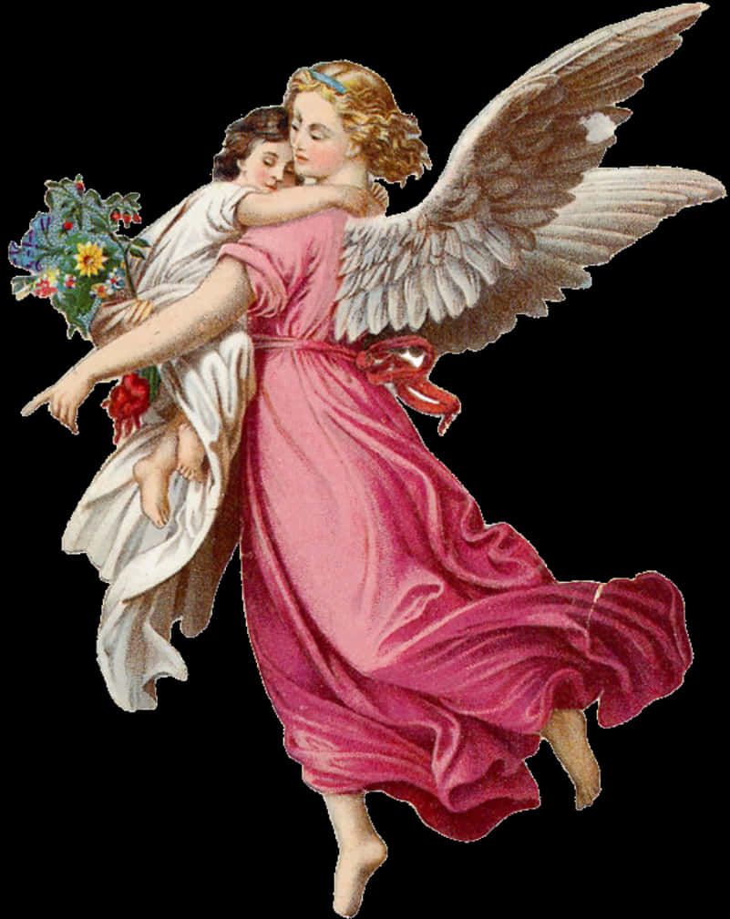 Guardian Angel Carrying Child PNG Image