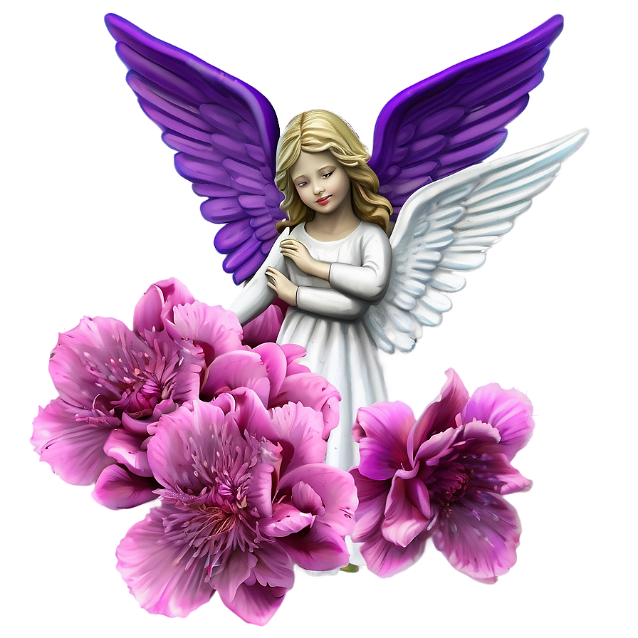 Guardian Angel With Flowers Png 63 PNG Image