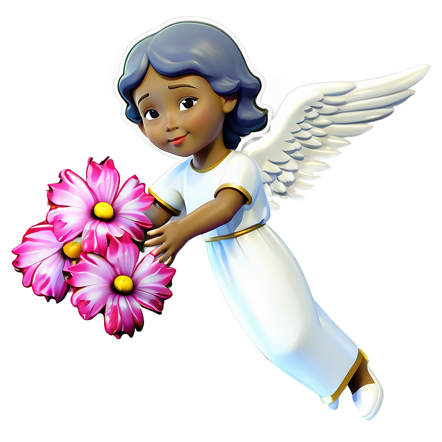 Guardian Angel With Flowers Png Wil23 PNG Image