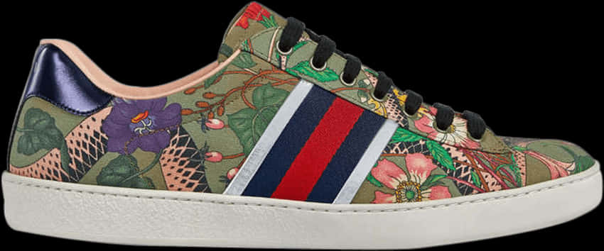 Gucci Floral Stripe Sneaker PNG Image