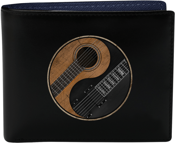 Guitar Embossed Leather Wallet PNG Image