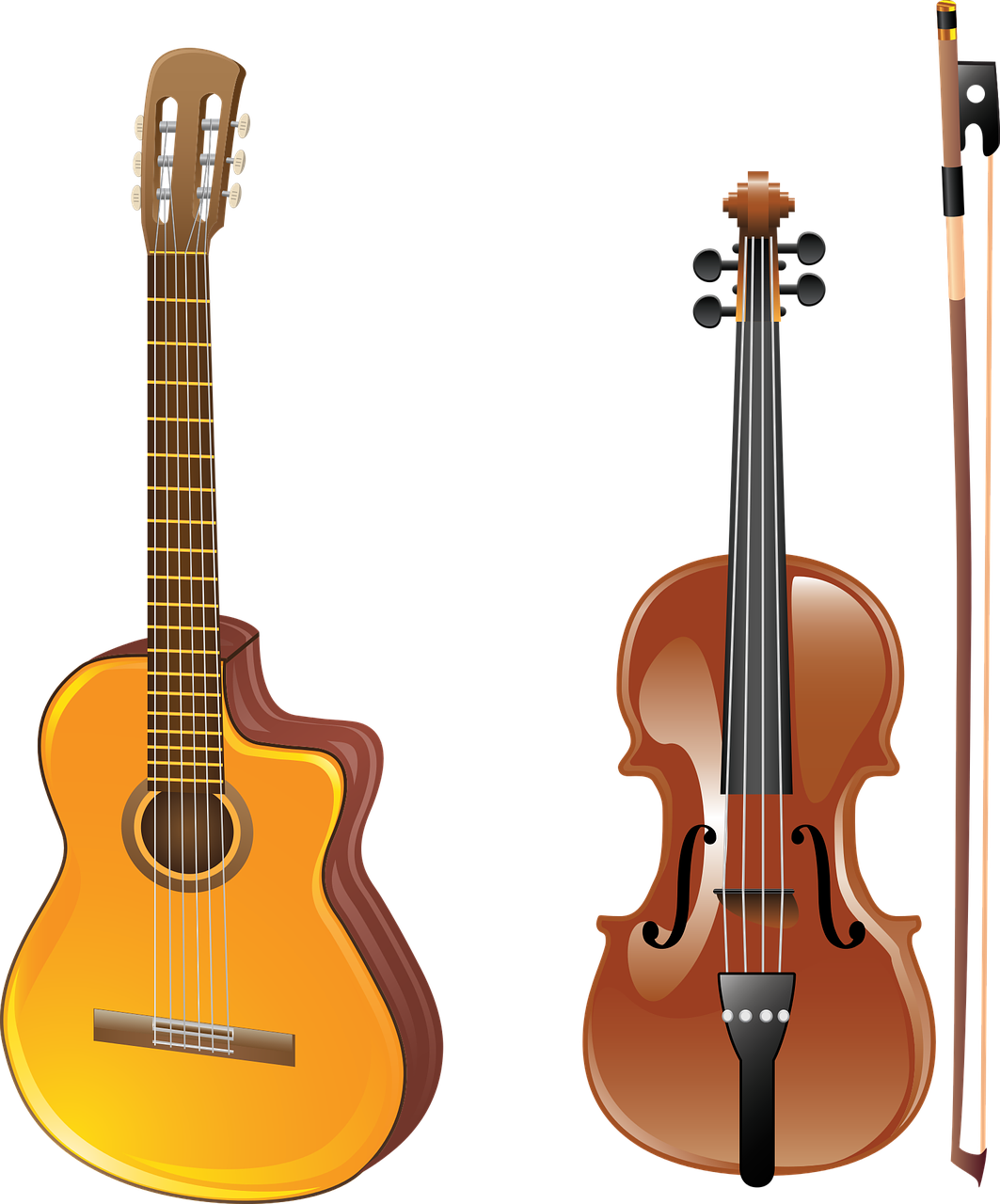 Guitarand Violin Comparison PNG Image