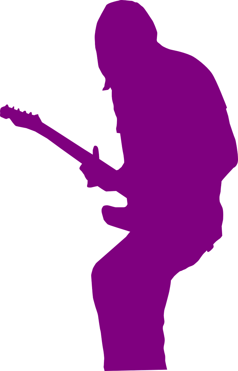 Guitarist Silhouette Purple PNG Image