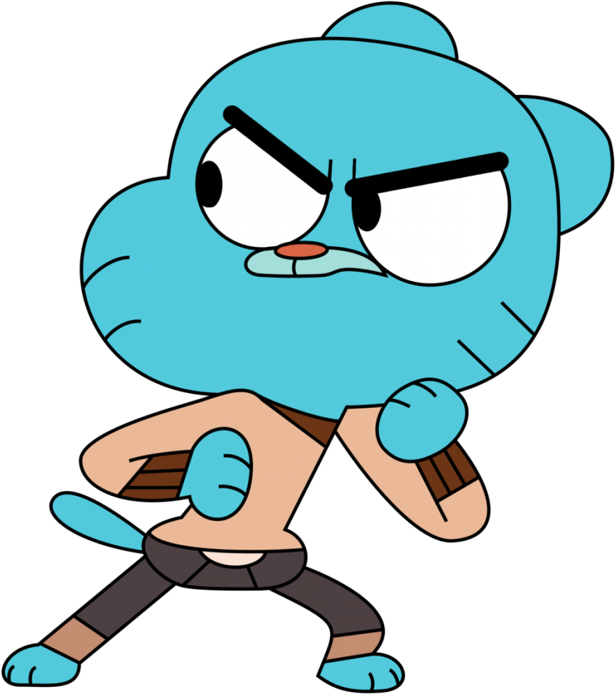 Gumball Watterson Angry Pose PNG Image