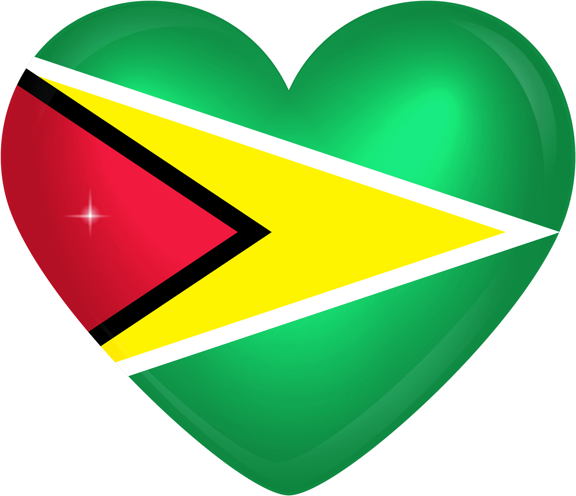 Guyana Flag Heart Shaped PNG Image